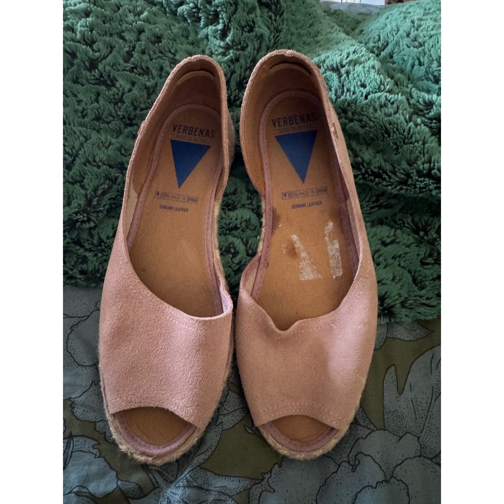 Verbenas‎ Cruz peep-toe espadrille flats made of suede leather
